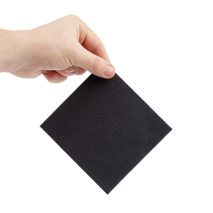 Fiesta Recyclable Premium Tablin Cocktail Napkin Black 24x24cm Airlaid 1/4 Fold (2400 Pack) Fiesta Recyclable