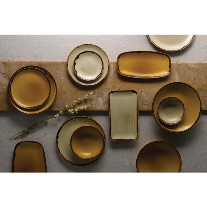 Dudson Harvest Chefs' Oblong Plates Mustard 298x153mm (12 Pack) Churchill