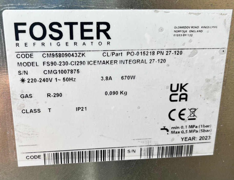 Commercial Foster FS90 Ice Machine/Cuber -Refurbished Canmac Refurbished