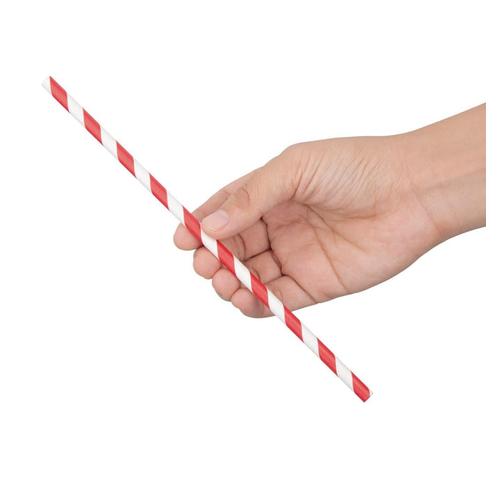 Fiesta Compostable Individually Wrapped Paper Straws Red Stripes (250 Pack) Fiesta Compostable