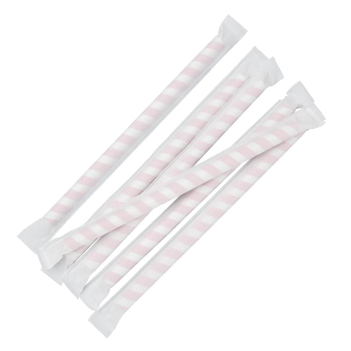 Fiesta Compostable Individually Wrapped Paper Smoothie Straws Red Stripes (250 Pack) Fiesta Compostable