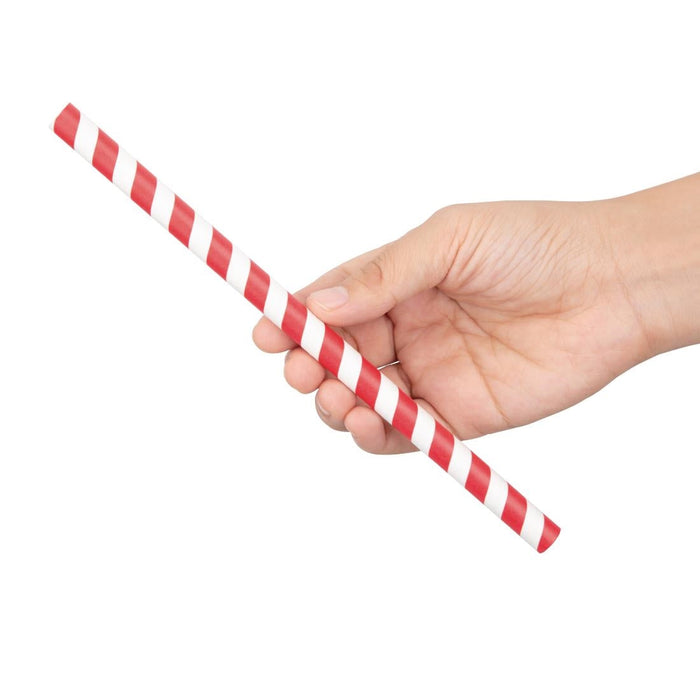 Fiesta Compostable Individually Wrapped Paper Smoothie Straws Red Stripes (250 Pack) Fiesta Compostable