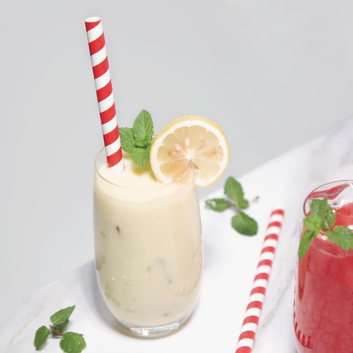Fiesta Compostable Individually Wrapped Paper Smoothie Straws Red Stripes (250 Pack) Fiesta Compostable