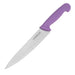 Blade Length: 8.5". Weight: 153.5g. Purple for allergens