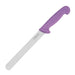 Blade Length: 8". Weight: 106.5g. Purple for allergens