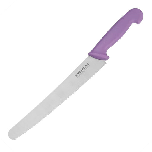 Blade Length: 10". Weight 134g. Purple for allergens
