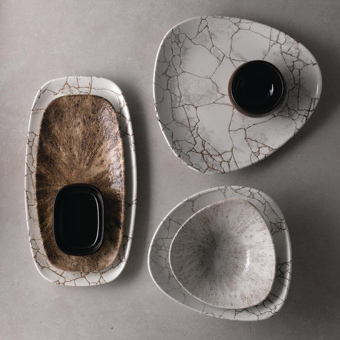 Churchill Studio Prints Kintsugi Chefs Oblong Plates Agate Grey 298x153mm (12 Pack) Churchill
