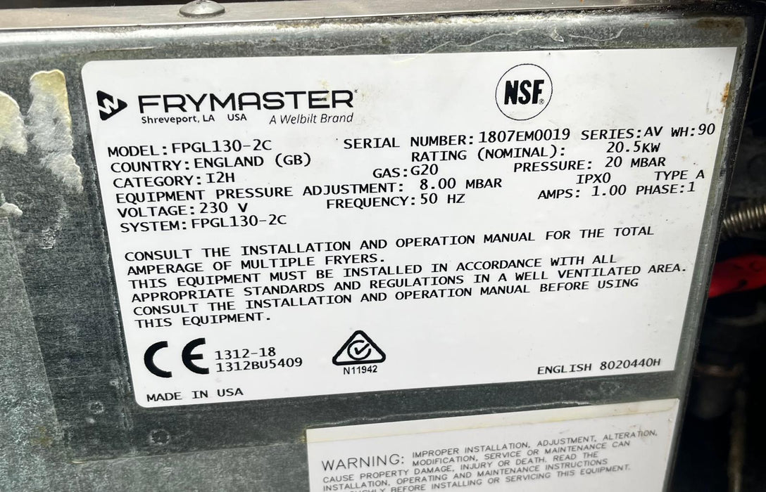 Commercial Frymaster FPGL130-2C Gas Fryer- Refurbished Canmac Refurbished