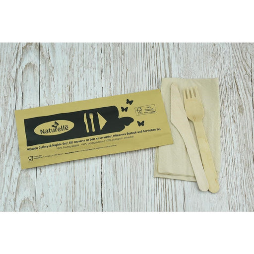 eGreen Individually Wrapped 3-in-1 Wooden Cutlery Set (250 Pack) eGreen