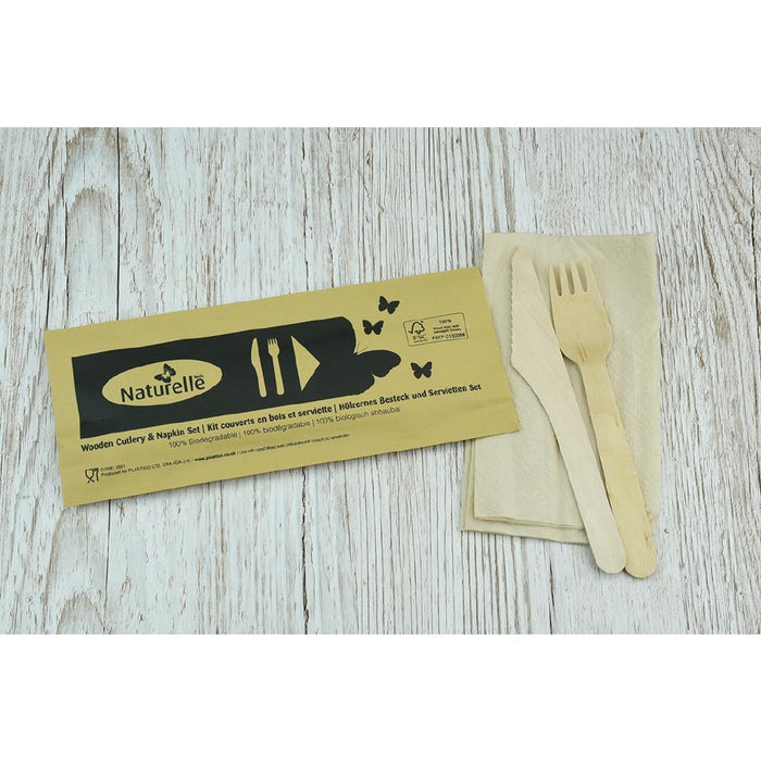 eGreen Individually Wrapped 3-in-1 Wooden Cutlery Set (250 Pack) eGreen