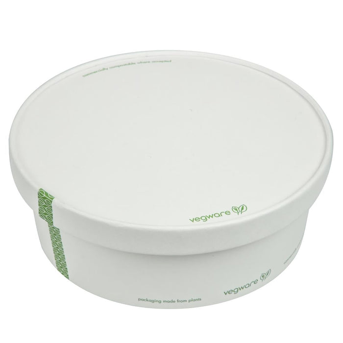 Vegware 185-Series Compostable Bon Appetit Wide PLA-lined Paper Food Bowl Lid (300 Pack) Vegware