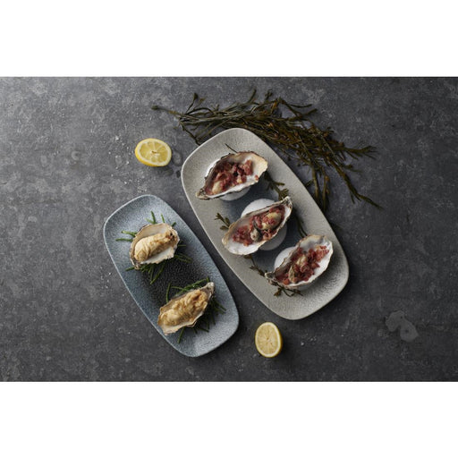 Churchill Raku Duo Agate Chefs Oblong Plates Topaz 287x152mm (12 Pack) Churchill