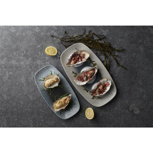 Churchill Raku Duo Chefs Oblong Plates Topaz Quartz 287x152mm (12 Pack) Churchill