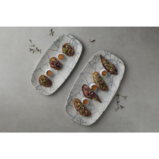 Churchill Studio Prints Kintsugi Pearl Chefs Oblong Plates Grey 355x189mm (6 Pack) Churchill