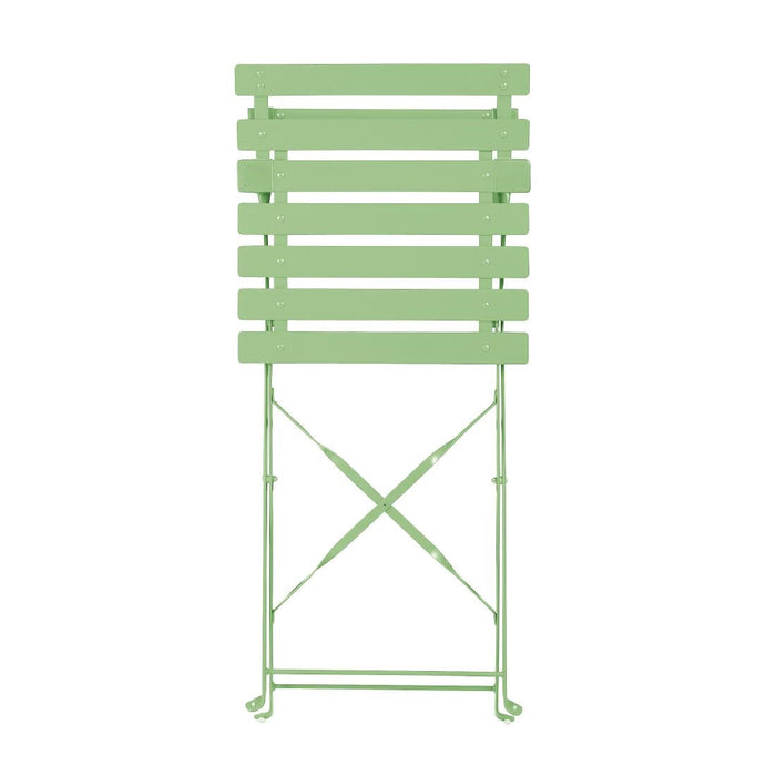 Bolero Perth Light Green Pavement Style Steel Folding Chairs (2 Pack) Bolero