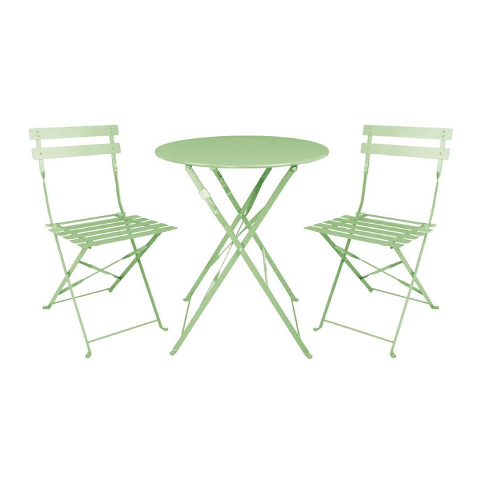 Bolero Perth Light Green Pavement Style Steel Folding Chairs (2 Pack) Bolero
