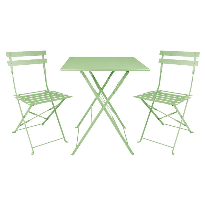 Bolero Perth Light Green Pavement Style Steel Folding Chairs (2 Pack) Bolero