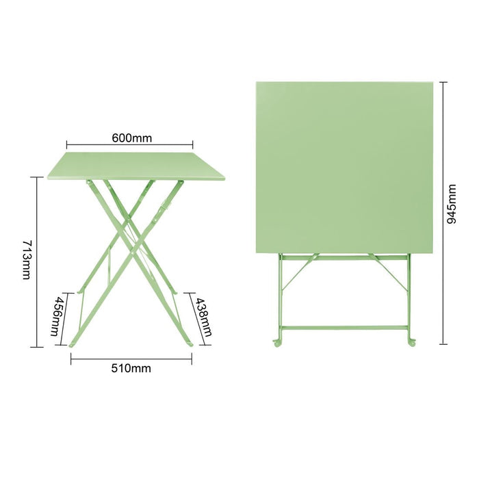 Bolero Perth Light Green Pavement Style Steel Table Square 600mm Bolero