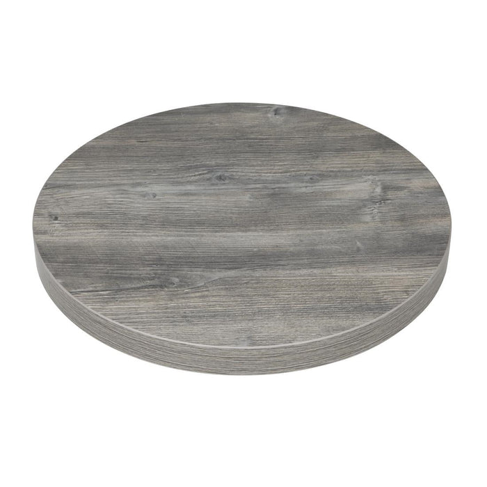Bolero Pre-Drilled Round Melamine Table Top Ash Grey 600mm Bolero