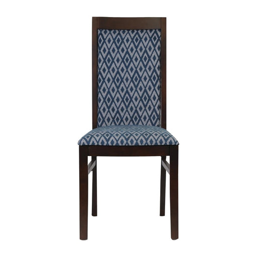 Brooklyn Padded Back Dark Walnut Dining Chair with Blue Diamond Padded Seat and Back (2 Pack) Everyday
