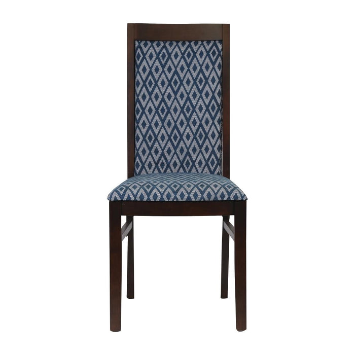 Brooklyn Padded Back Dark Walnut Dining Chair with Blue Diamond Padded Seat and Back (2 Pack) Everyday