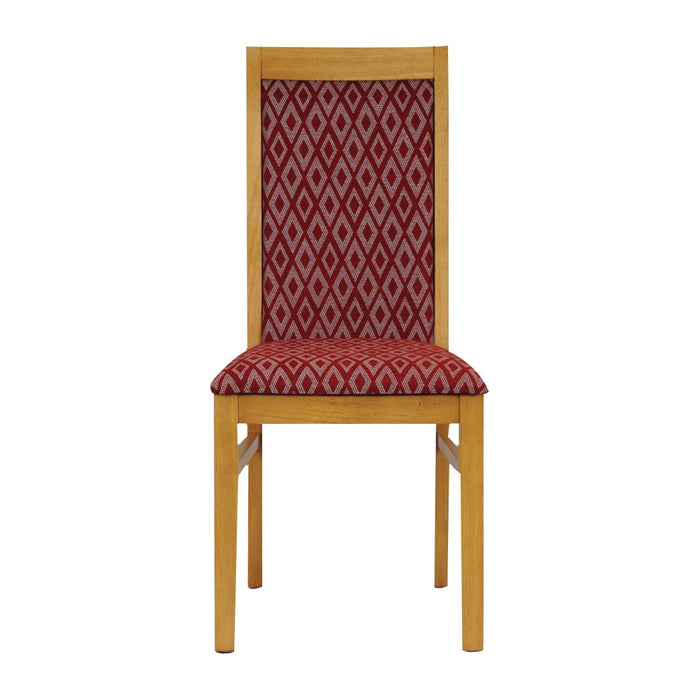 Brooklyn Padded Back Soft Oak Dining Chair with Red Diamond Padded Seat and Back (2 Pack) Everyday