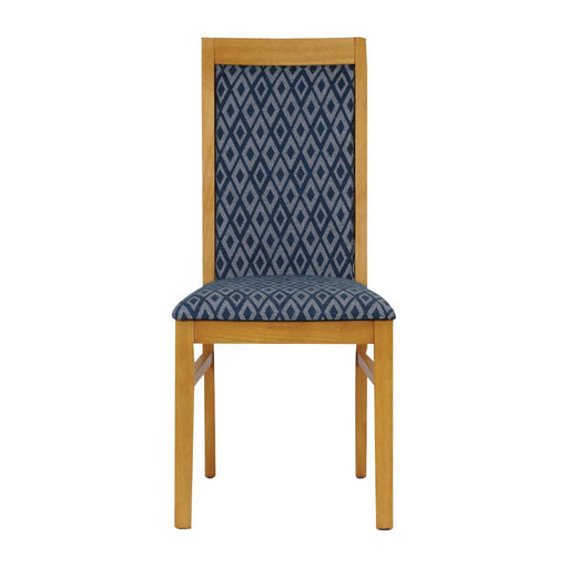 Brooklyn Padded Back Soft Oak Dining Chair with Blue Diamond Padded Seat and Back (2 Pack) Everyday