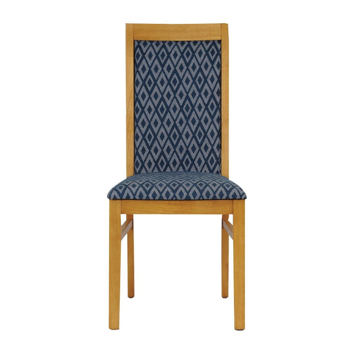 Brooklyn Padded Back Soft Oak Dining Chair with Blue Diamond Padded Seat and Back (2 Pack) Everyday