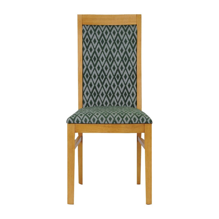 Brooklyn Padded Back Soft Oak Dining Chair with Green Diamond Padded Seat and Back (2 Pack) Everyday