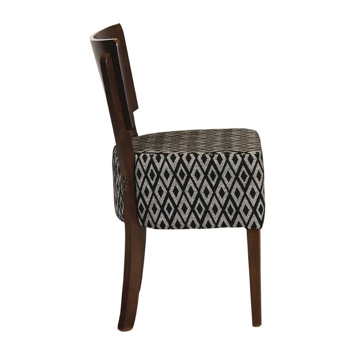 Asti Padded Dark Walnut Dining Chair with Black Diamond Deep Padded Seat and Back (2 Pack) Everyday