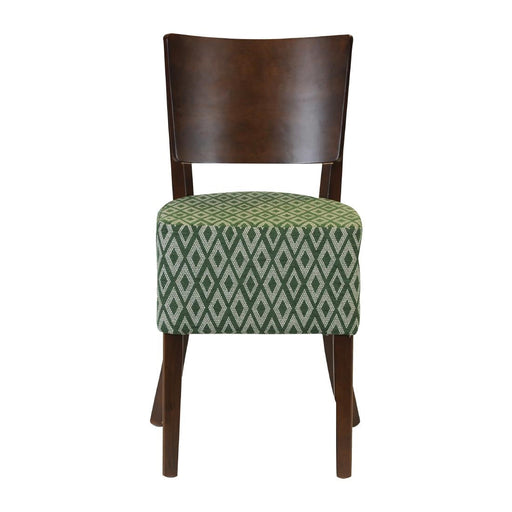 Asti Padded Dark Walnut Dining Chair with Green Diamond Deep Padded Seat and Back (2 Pack) Everyday
