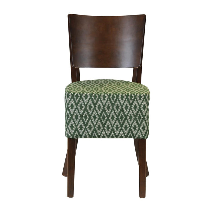 Asti Padded Dark Walnut Dining Chair with Green Diamond Deep Padded Seat and Back (2 Pack) Everyday