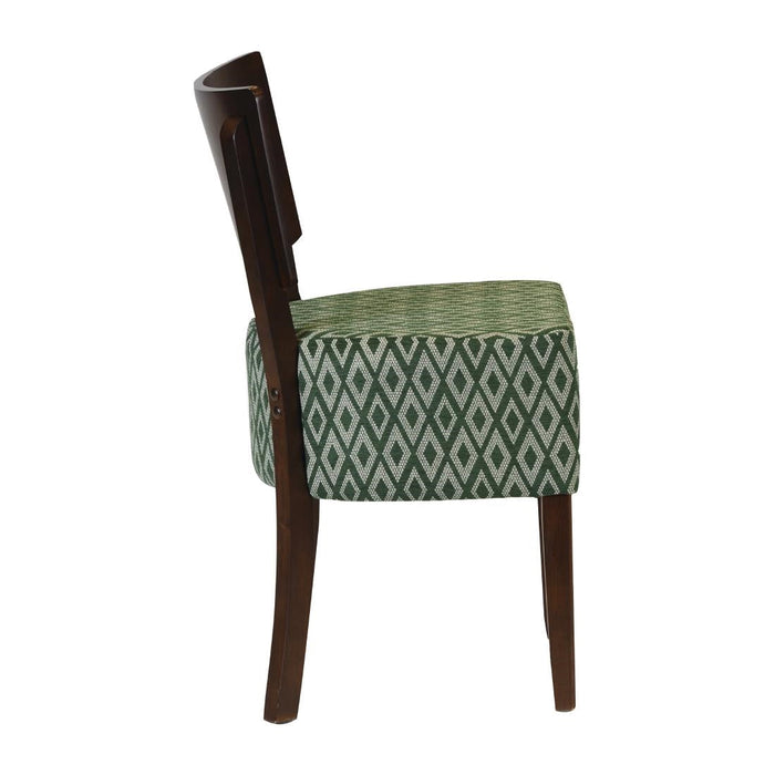 Asti Padded Dark Walnut Dining Chair with Green Diamond Deep Padded Seat and Back (2 Pack) Everyday