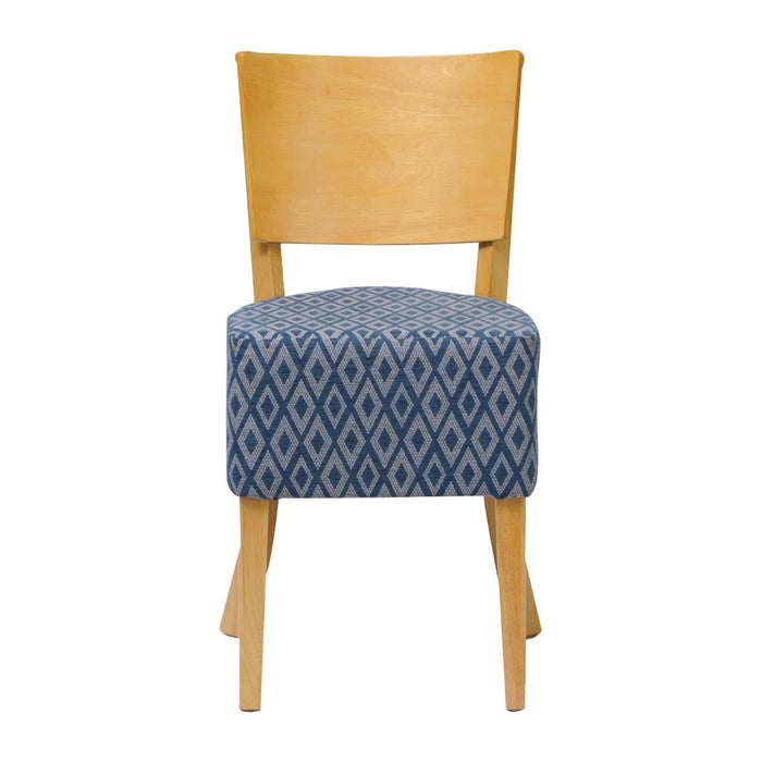 Asti Padded Soft Oak Dining Chair with Blue Diamond Deep Padded Seat and Back (2 Pack) Everyday