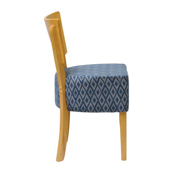 Asti Padded Soft Oak Dining Chair with Blue Diamond Deep Padded Seat and Back (2 Pack) Everyday