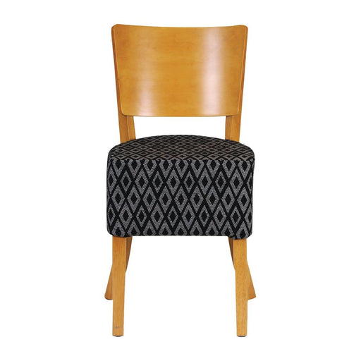 Asti Padded Soft Oak Dining Chair with Black Diamond Deep Padded Seat and Back (2 Pack) Everyday