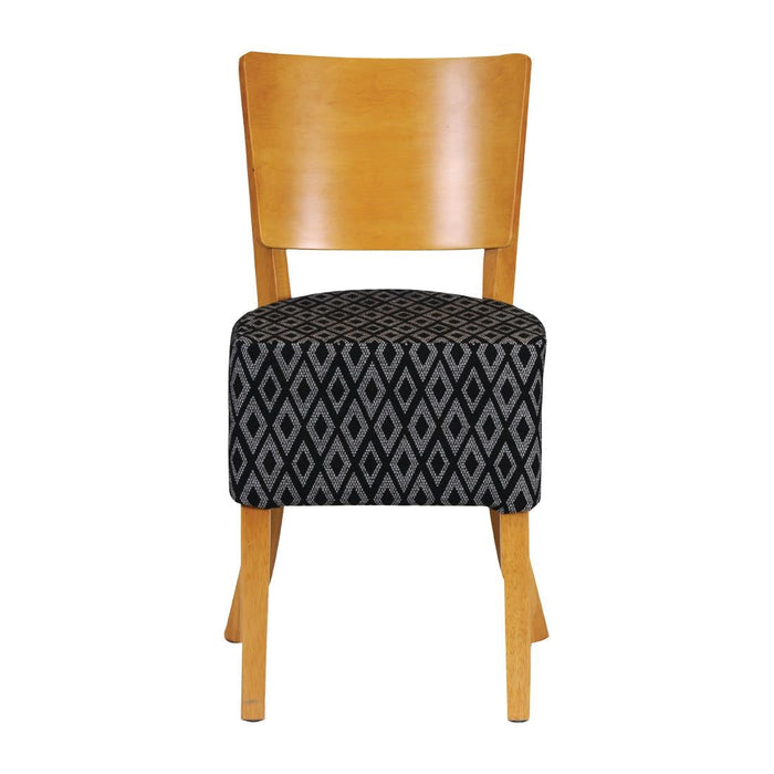 Asti Padded Soft Oak Dining Chair with Black Diamond Deep Padded Seat and Back (2 Pack) Everyday
