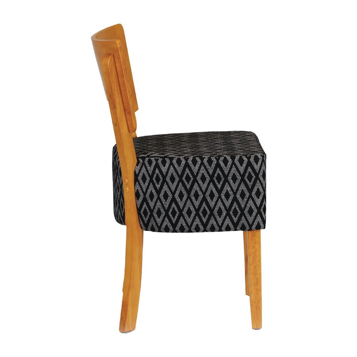 Asti Padded Soft Oak Dining Chair with Black Diamond Deep Padded Seat and Back (2 Pack) Everyday