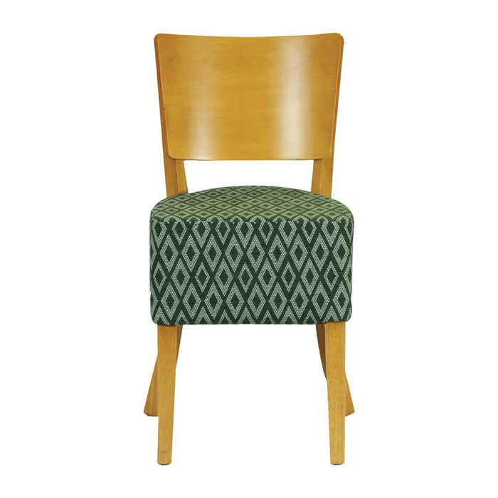 Asti Padded Soft Oak Dining Chair with Green Diamond Deep Padded Seat and Back (2 Pack) Everyday