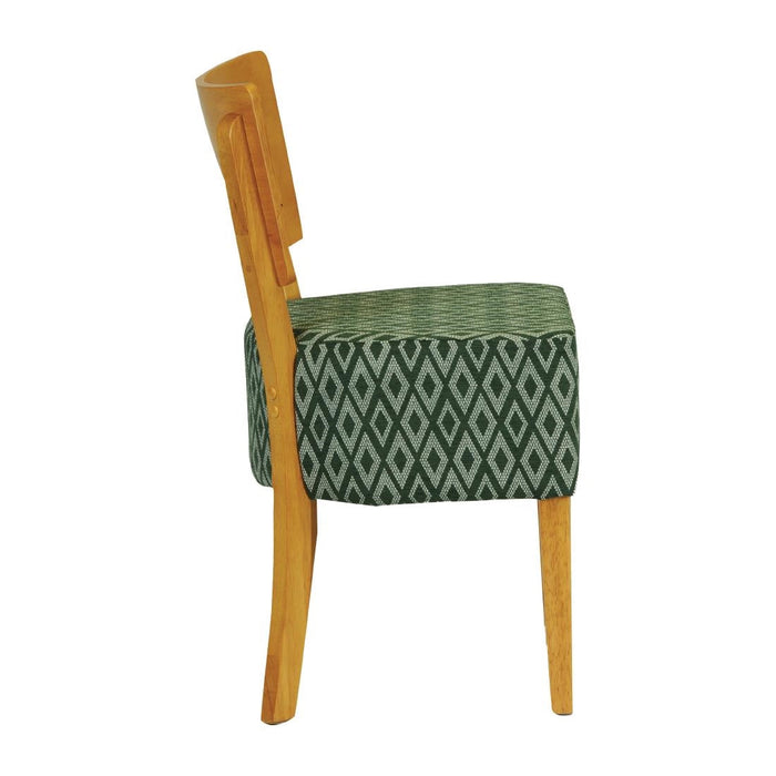 Asti Padded Soft Oak Dining Chair with Green Diamond Deep Padded Seat and Back (2 Pack) Everyday