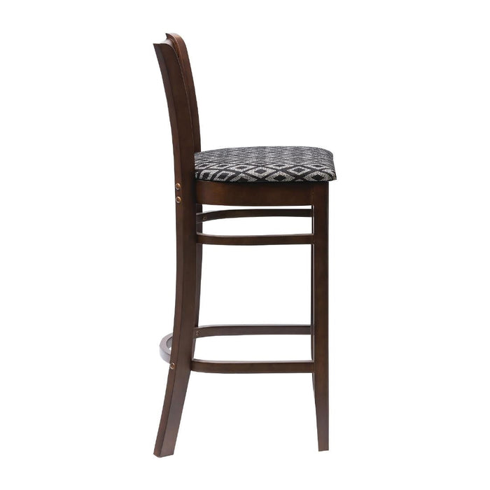 Manhattan Dark Walnut Bar Chair with Black Diamond Padded Seat Everyday
