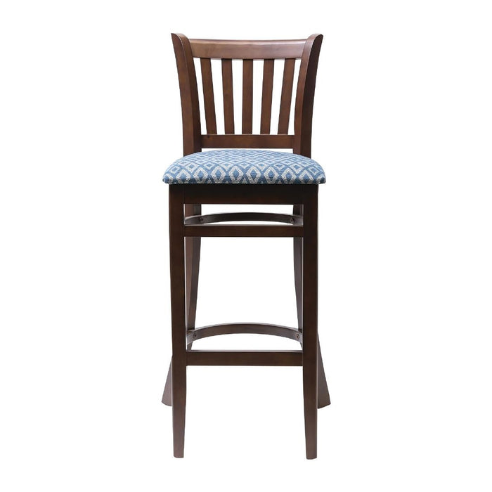 Manhattan Dark Walnut Bar Chair with Blue Diamond Padded Seat Everyday