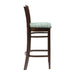 Manhattan Dark Walnut Bar Chair with Green Diamond Padded Seat Everyday