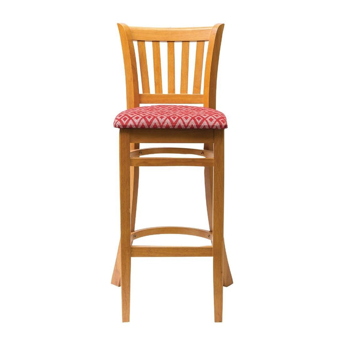 Manhattan Soft Oak Bar Chair with Red Diamond Padded Seat Everyday