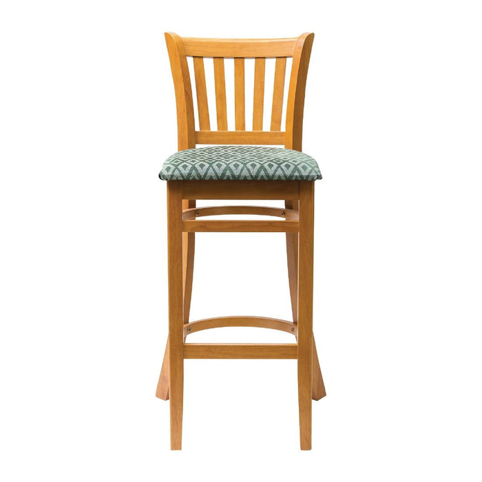 Manhattan Soft Oak Bar Chair with Green Diamond Padded Seat Everyday