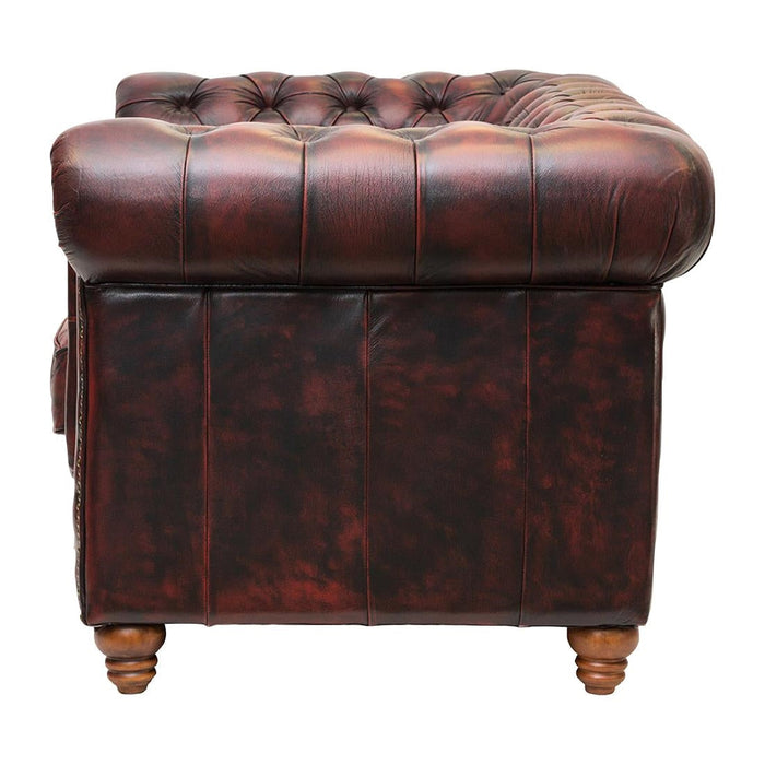 Chesterfield Leather Two-Seater Sofa Antique Red Everyday