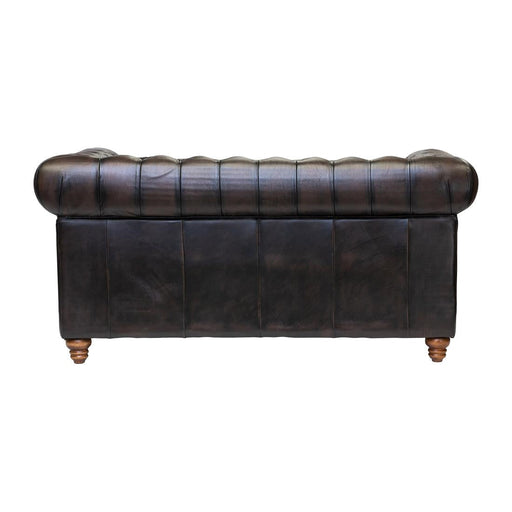 Chesterfield Leather Two-Seater Sofa Antique Brown Everyday