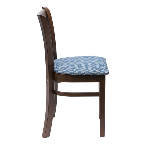 Manhattan Dark Walnut Dining Chair with Blue Diamond Padded Seat (2 Pack) Everyday