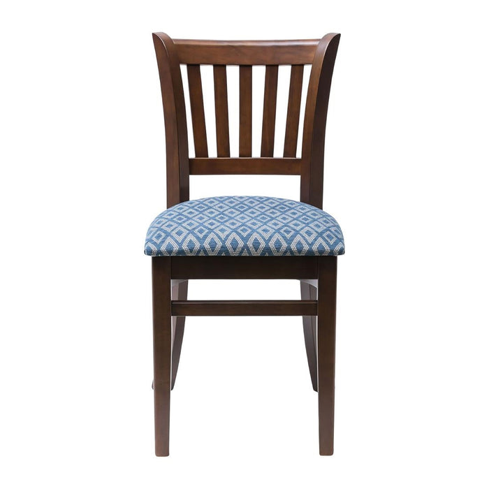 Manhattan Dark Walnut Dining Chair with Blue Diamond Padded Seat (2 Pack) Everyday
