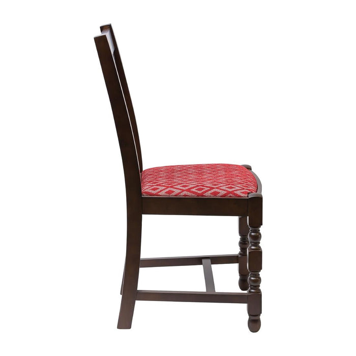 Mayfair Dark Wood Dining Chairs with Red Diamond Padded Seat (2 Pack) Everyday